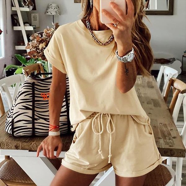 casual solid new womens two piece suit 2020 summer new elastic waist solid color leisure pajamas set women 2 piece set o, Gray
casual solid new womens two piece suit 2020 summer new elastic waist solid color leisure pajamas set women 2 piece set o, Gray