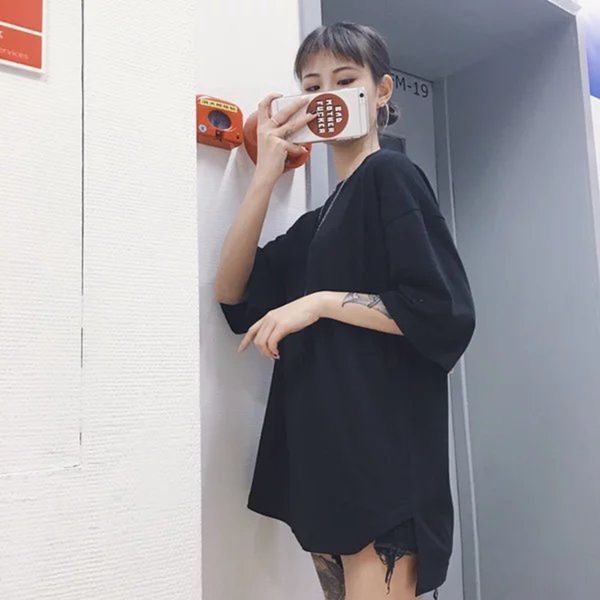 korean t-shirt ins slit hem loose large short sleeve t-shirt simple plain loose men and women's five point sleeve 3r1ot, White
korean t-shirt ins slit hem loose large short sleeve t-shirt simple plain loose men and women's five point sleeve 3r1ot, White