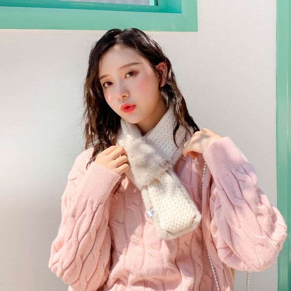 winter scarf women's warm and thickened solid color student cross hair collar knitted splicing sleeve korean imitation rabbit hair coll, Blue;gray
winter scarf women's warm and thickened solid color student cross hair collar knitted splicing sleeve korean imitation rabbit hair coll, Blue;gray