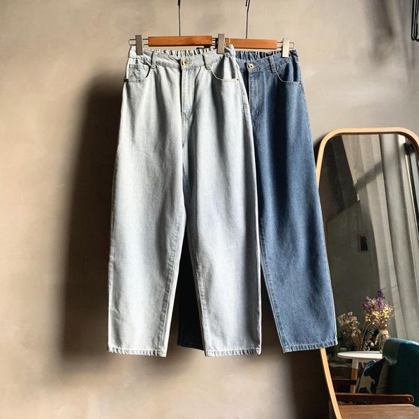 women's jeans high-waist straight baggy pants 2021 autumn loose blue ankle length plus size fashion wild trousers 
women's jeans high-waist straight baggy pants 2021 autumn loose blue ankle length plus size fashion wild trousers