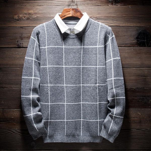 2021 new plaid fake two piece men's sweater men's round neck autumn and winter sweater pullover trend, White;black
2021 new plaid fake two piece men's sweater men's round neck autumn and winter sweater pullover trend, White;black