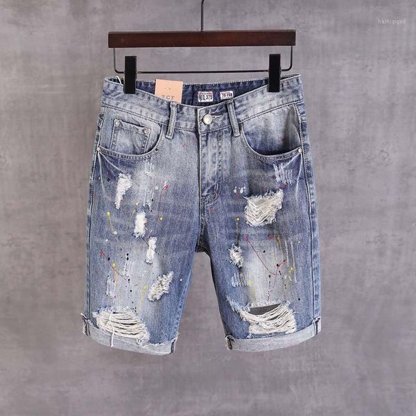 mcikkny hip hop men's summer ripped short jeans dot printed deim shorts for male washed size 28-361, Blue
mcikkny hip hop men's summer ripped short jeans dot printed deim shorts for male washed size 28-361, Blue