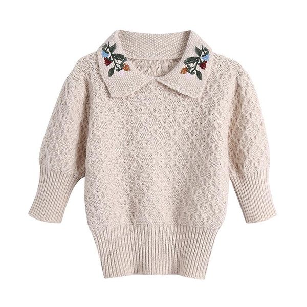 women's sweaters malina fashion turn down collar women elegant half sleeve short sweater embroidery pullover ladies, White;black
women's sweaters malina fashion turn down collar women elegant half sleeve short sweater embroidery pullover ladies, White;black