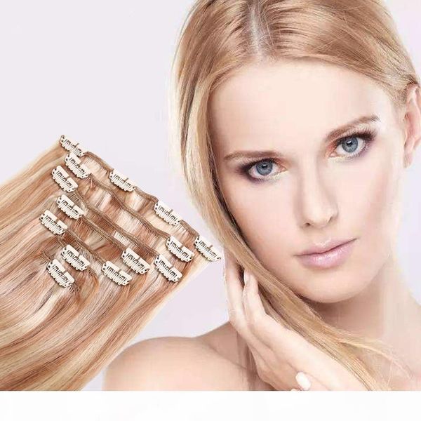 european human clip in hairs mix color 613 27 120g 7pcs straight wave full head clip in hair extensions, Black
european human clip in hairs mix color 613 27 120g 7pcs straight wave full head clip in hair extensions, Black