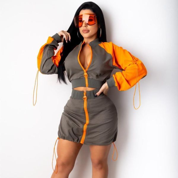 women long sleeve bodycon skirts suit two piece set v neck zipper jacket and skirt vintage drawstring matching set dress1, Gray
women long sleeve bodycon skirts suit two piece set v neck zipper jacket and skirt vintage drawstring matching set dress1, Gray