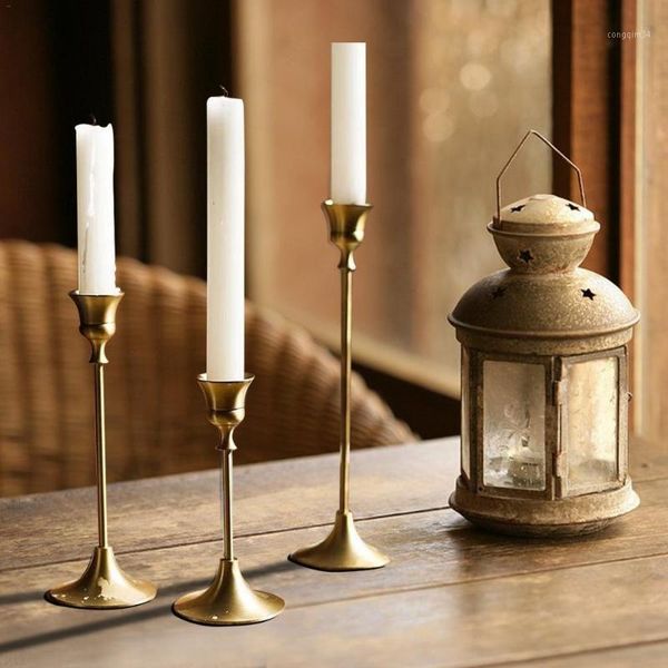 1 piece retro brass table decoration gold candlestick mariage europe style candle holders home wedding decoration candelabra1
