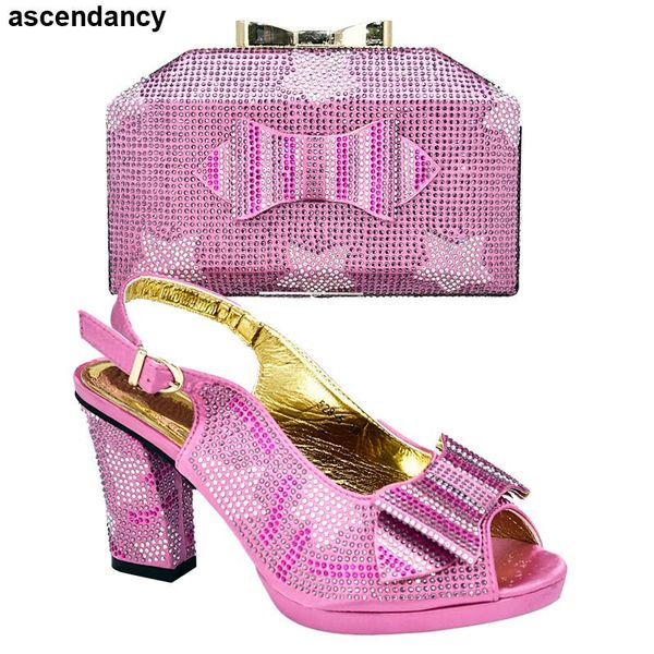 dress shoes fashion women italian african party pumps and bag matching set in heels super high (8cm-up), Black