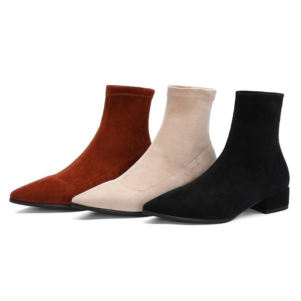 women autumn winter warming boots new fashion slip-on low heel pointed toe flexible flock casual ankle boots big size 34-43 201114, Black
women autumn winter warming boots new fashion slip-on low heel pointed toe flexible flock casual ankle boots big size 34-43 201114, Black