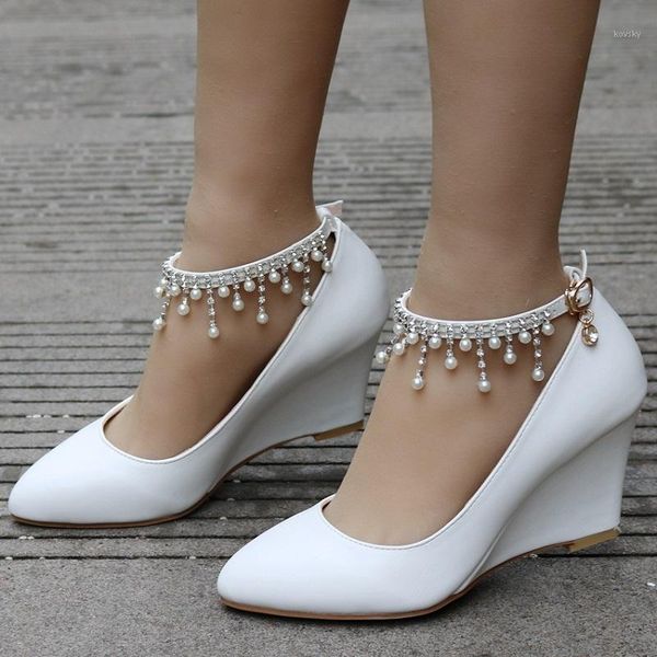 2021spring new wedge high heels large size banquet dress bridal wedding shoes pearl shallow mouth large size women's single shoe1, Black
2021spring new wedge high heels large size banquet dress bridal wedding shoes pearl shallow mouth large size women's single shoe1, Black
