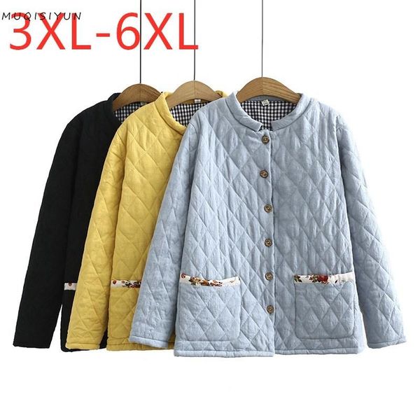 women's jackets 2021 ladies autumn winter plus size wadded jacket for women large loose long sleeve button blue pocket coat 3xl 4xl 5xl, Black;brown
women's jackets 2021 ladies autumn winter plus size wadded jacket for women large loose long sleeve button blue pocket coat 3xl 4xl 5xl, Black;brown
