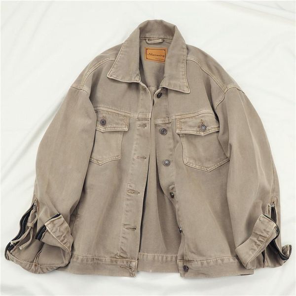 vintage washed khaki denim jacket women outerwear korean long sleeve jeans jacket female oversized loose casual short jeans coat1, Black;brown
vintage washed khaki denim jacket women outerwear korean long sleeve jeans jacket female oversized loose casual short jeans coat1, Black;brown