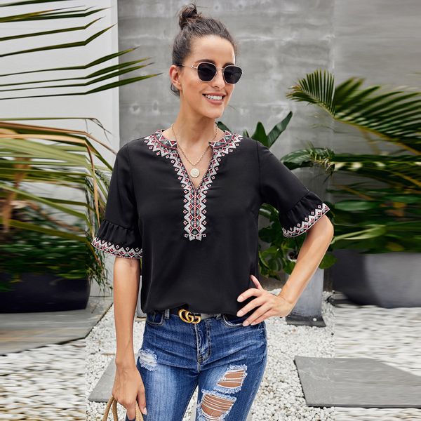 shi ying europe printed slim shirt female 2020 summer new v-neck) half sleeve pullover conventional 252063, White
shi ying europe printed slim shirt female 2020 summer new v-neck) half sleeve pullover conventional 252063, White