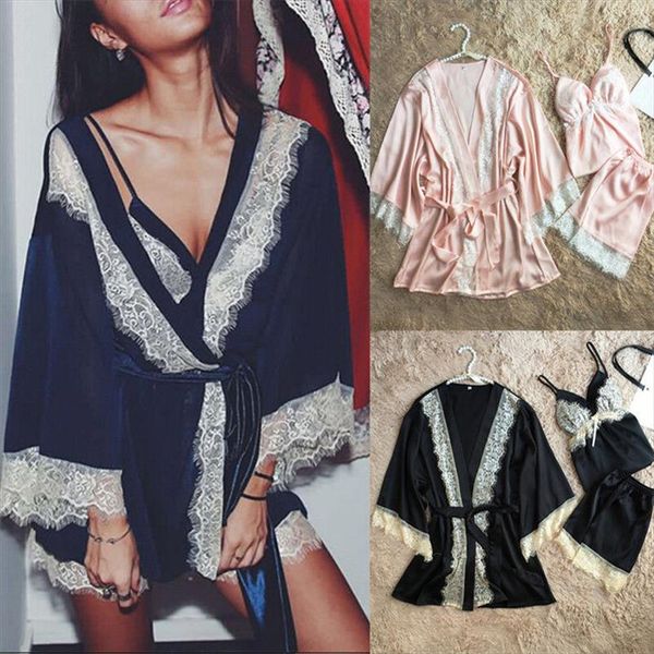 fashion spring summer womens home suit silk satin long sleeve lace dress shorts pants nightwear home wear bathrobe, Gray
fashion spring summer womens home suit silk satin long sleeve lace dress shorts pants nightwear home wear bathrobe, Gray