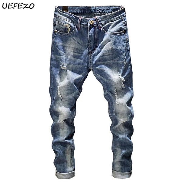 men's jeans uefezo mens holes frayed hiphop ripped skinny stretch slim leg streetwear distressed moto biker male denim pants, Blue
men's jeans uefezo mens holes frayed hiphop ripped skinny stretch slim leg streetwear distressed moto biker male denim pants, Blue