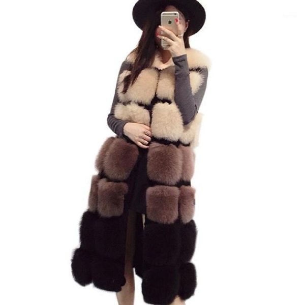 plus size s-xxxl autumn and winter new imitation fur coat vest long stitching color fur vest slim coat wj11471, Black 
plus size s-xxxl autumn and winter new imitation fur coat vest long stitching color fur vest slim coat wj11471, Black