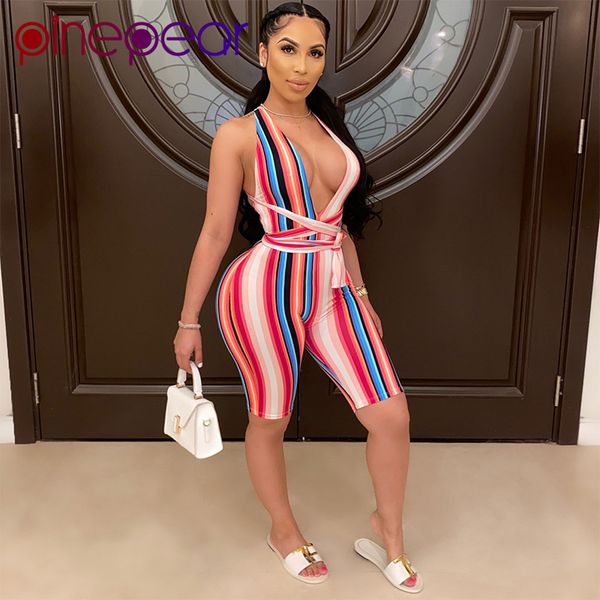 pinepear 2020 summer women playsuits deep v-neck sleeveless rompers colourful striped print jumpsuits club bandage outfits t200704, Black;white
pinepear 2020 summer women playsuits deep v-neck sleeveless rompers colourful striped print jumpsuits club bandage outfits t200704, Black;white