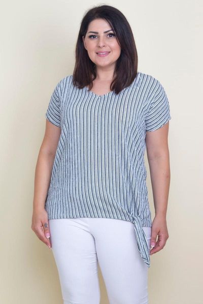 sans textile women black v-neck lacing detailed striped blouse, White
sans textile women black v-neck lacing detailed striped blouse, White