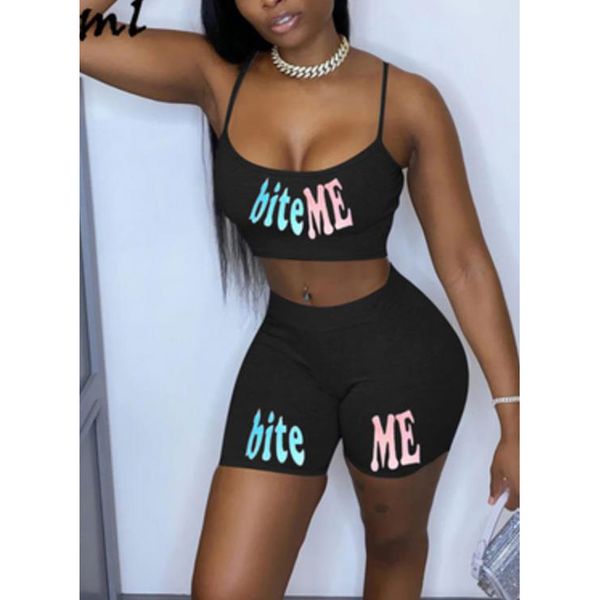 women's cropped shirt high-waist shorts wrapped sling casual yoga elastic sports words printed suit, White;black
women's cropped shirt high-waist shorts wrapped sling casual yoga elastic sports words printed suit, White;black