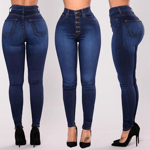 women's jeans high waisted skinny women push up button plus size vintage denim pencil pants jean slim femme taille haute, Blue
women's jeans high waisted skinny women push up button plus size vintage denim pencil pants jean slim femme taille haute, Blue