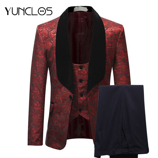yunclos burgundy red suit men slim fit shawl collar men suits for wedding fashion jacquard 3 piece prom suits t200303, White;black
yunclos burgundy red suit men slim fit shawl collar men suits for wedding fashion jacquard 3 piece prom suits t200303, White;black