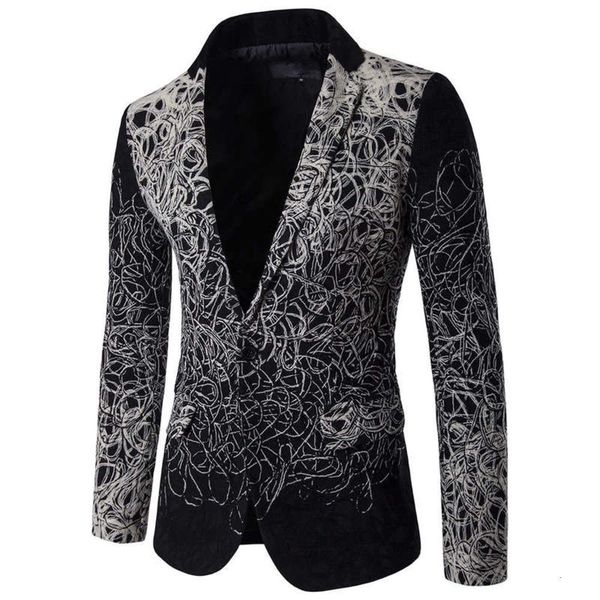 single spring fashion plate flower trend row one button casual suit men's coat, White;black
single spring fashion plate flower trend row one button casual suit men's coat, White;black