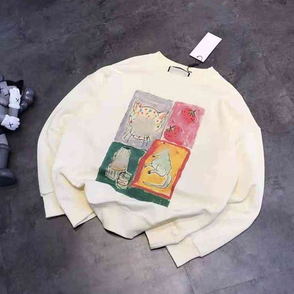 2022 factory wholesale new gujia four palace grid strawberry sketch digital printing round neck terry long sleeve sweater, Black
2022 factory wholesale new gujia four palace grid strawberry sketch digital printing round neck terry long sleeve sweater, Black