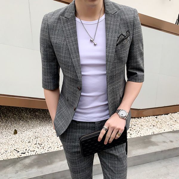 suit men's summer thin section slim korean version of the seven-point sleeve small suit youth handsome plaid sleeves jacket (shirt + pa, White;black
suit men's summer thin section slim korean version of the seven-point sleeve small suit youth handsome plaid sleeves jacket (shirt + pa, White;black