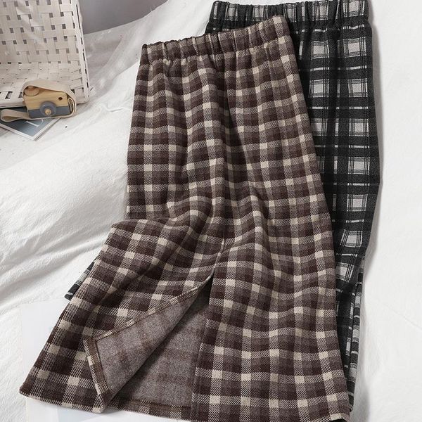 retro contrast color plaid one-step skirt, rear slit, hip-knee skirt, winter all-match thin high-waist woolen skirt, Black
retro contrast color plaid one-step skirt, rear slit, hip-knee skirt, winter all-match thin high-waist woolen skirt, Black