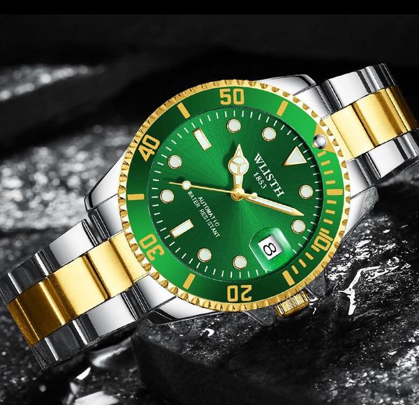 wlisth black dial excellent noctilucent male watch automatic mechanical watch black, blue and green water ghost table, Slivery;brown
wlisth black dial excellent noctilucent male watch automatic mechanical watch black, blue and green water ghost table, Slivery;brown