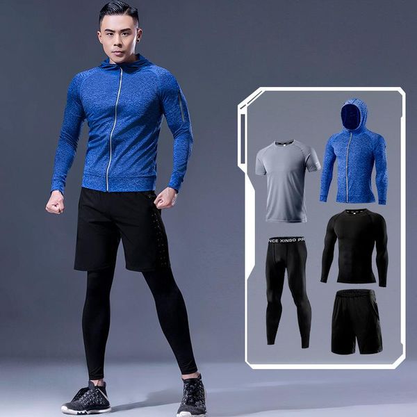 running sets 5 pcs/set men sportswear compression sport suits quick dry clothes joggers training gym fitness tracksuits set, Black;blue
running sets 5 pcs/set men sportswear compression sport suits quick dry clothes joggers training gym fitness tracksuits set, Black;blue