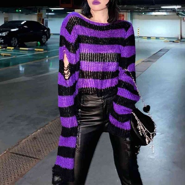 y2k punk gothic long sweater womens loose hollow knitted sweater oversized striped ripped pullover aesthetic jumper loose, White;black
y2k punk gothic long sweater womens loose hollow knitted sweater oversized striped ripped pullover aesthetic jumper loose, White;black