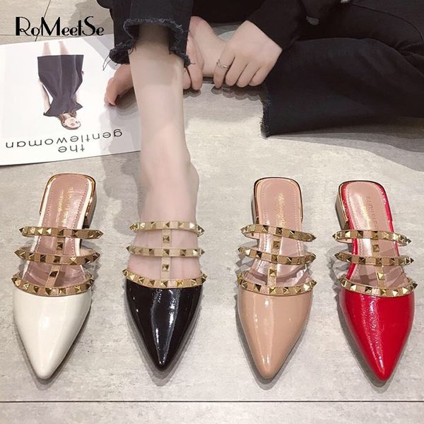 romeetse women flat slippers slip on mules brand designers 2019 fashion luxury rivet t-strap slides slip on loafers mules 75c73 x1020, Black
romeetse women flat slippers slip on mules brand designers 2019 fashion luxury rivet t-strap slides slip on loafers mules 75c73 x1020, Black