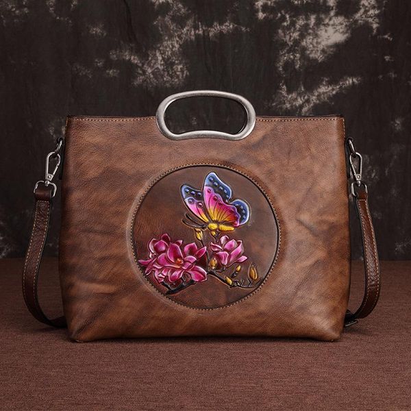 genuine leather women shoulder bag floral butterfly pattern vintage style female handbag messenger tote bags
genuine leather women shoulder bag floral butterfly pattern vintage style female handbag messenger tote bags