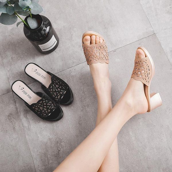 slippers women's shoes sandals summer wear fashionable all-match mid-heel chunky heel ladies non-slip womens1, Black
slippers women's shoes sandals summer wear fashionable all-match mid-heel chunky heel ladies non-slip womens1, Black