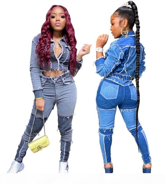 women denim tracksuit jeans 2 piece set long sleeve jacket+leggings fall winter clothes casual jogger suit panelled pocket outfits 3676, White
women denim tracksuit jeans 2 piece set long sleeve jacket+leggings fall winter clothes casual jogger suit panelled pocket outfits 3676, White