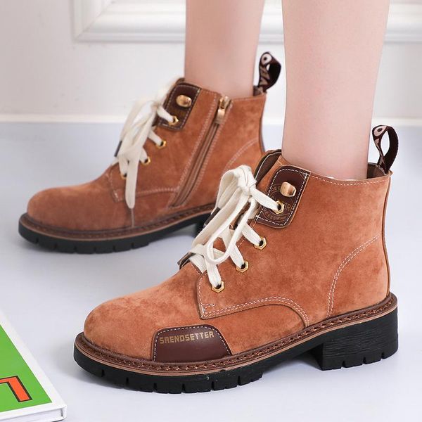 new fashion lace up ankle boots for women shoes woman sewing patchwork flock winter boots square low heels plus size1, Black 
new fashion lace up ankle boots for women shoes woman sewing patchwork flock winter boots square low heels plus size1, Black