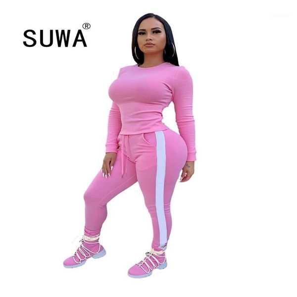 women's tracksuits wholesale active wear women's set long sleeve t-shirt striped jogger pants suit tracksuit sporty two piece fit, Gray
women's tracksuits wholesale active wear women's set long sleeve t-shirt striped jogger pants suit tracksuit sporty two piece fit, Gray