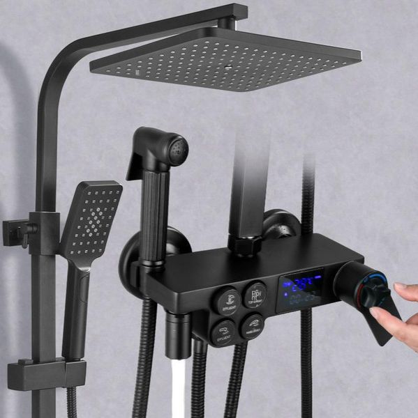 bathroom shower sets thermostatic set smart button four speed digital display el black nozzle
bathroom shower sets thermostatic set smart button four speed digital display el black nozzle