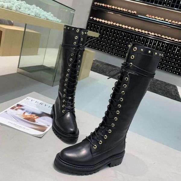vallu 2020 winter new full leather bright pin buckle fashion rivet lace-up women's high boots, Black
vallu 2020 winter new full leather bright pin buckle fashion rivet lace-up women's high boots, Black