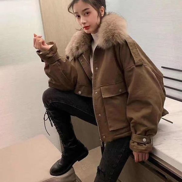 women's down & parkas 2021 parker white duck jacket short loose korean big collar thickened tooling, Black
women's down & parkas 2021 parker white duck jacket short loose korean big collar thickened tooling, Black