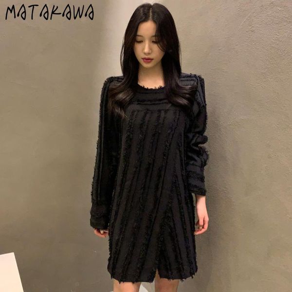 matakawa three-dimensional hair woman dress korea chic round neck vestidos beard and fringe split irregular femme robe, Black;gray
matakawa three-dimensional hair woman dress korea chic round neck vestidos beard and fringe split irregular femme robe, Black;gray