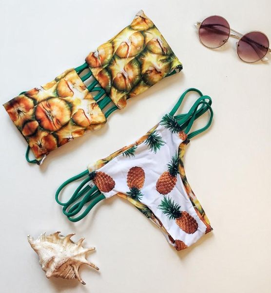 women's swimwear trangel brazilian reversible bikinis women swimsuit pineapple series print biquinis halter bathing suits, White;black
women's swimwear trangel brazilian reversible bikinis women swimsuit pineapple series print biquinis halter bathing suits, White;black
