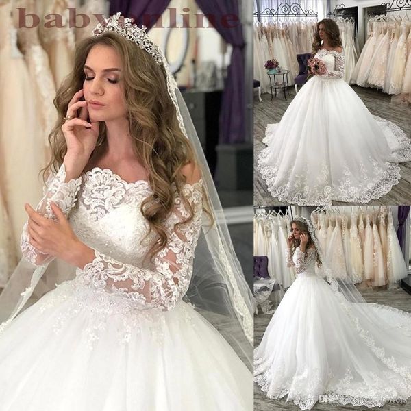 church winter princess wedding dresses ball gown long sleeve wedding gowns plus size sweep train applique lace beaded bridal dress bc5499, White
church winter princess wedding dresses ball gown long sleeve wedding gowns plus size sweep train applique lace beaded bridal dress bc5499, White