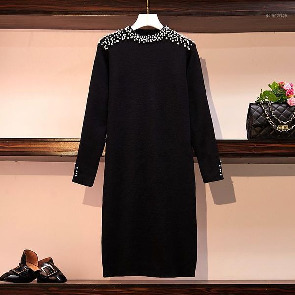 large size l-4xl women autumn winter pearl beading sweater dress woman vintage nail bead knitted dresses casual loose vestidos1, Black;gray
large size l-4xl women autumn winter pearl beading sweater dress woman vintage nail bead knitted dresses casual loose vestidos1, Black;gray