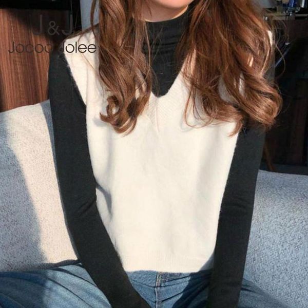 women's vests solid women knitted sweater vest vintage soft v neck pullover loose sleeveless female spring autumn outwear, Black;white
women's vests solid women knitted sweater vest vintage soft v neck pullover loose sleeveless female spring autumn outwear, Black;white