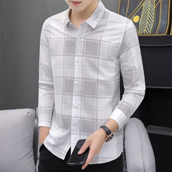 autumn 2020 no iron light business plaid work professional men's long sleeve casual inch slim shirt 725, White;black
autumn 2020 no iron light business plaid work professional men's long sleeve casual inch slim shirt 725, White;black