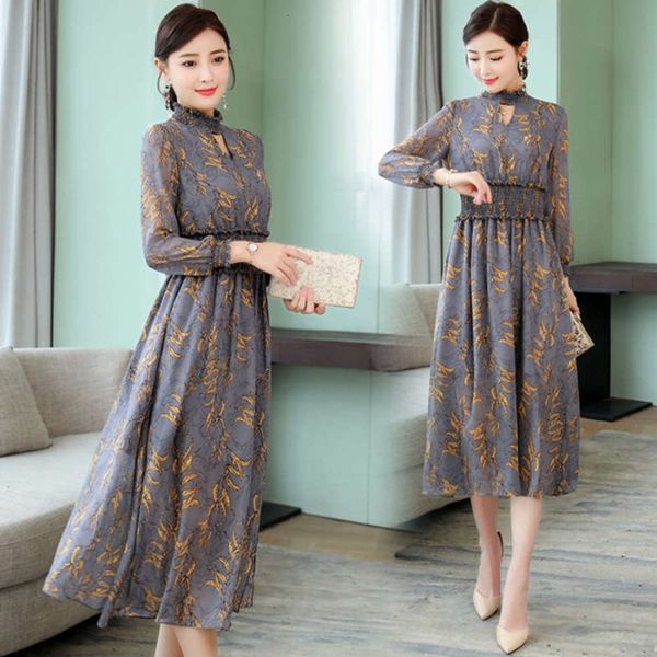 in chiffon dress new spring 2020 french, Black;gray