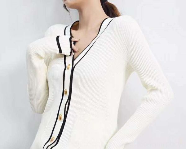 autumn 2020 v-neck contrast color knitted cardigan jacket woolwool wool long sleeve single breasted woolen jacket for women 6ezxp, White;black 
autumn 2020 v-neck contrast color knitted cardigan jacket woolwool wool long sleeve single breasted woolen jacket for women 6ezxp, White;black