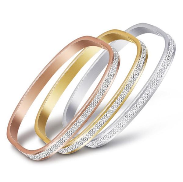 new three colors bracelets & bangles stainless steel with 2 row sparkling cubic zirconia open bracelet for women, Black
new three colors bracelets & bangles stainless steel with 2 row sparkling cubic zirconia open bracelet for women, Black