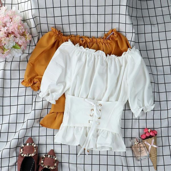 sweet slash neck bowtie ruffles blouses pleated off shoulders thin chiffon shirts crop 2020 summer blusas mujer1, White
sweet slash neck bowtie ruffles blouses pleated off shoulders thin chiffon shirts crop 2020 summer blusas mujer1, White